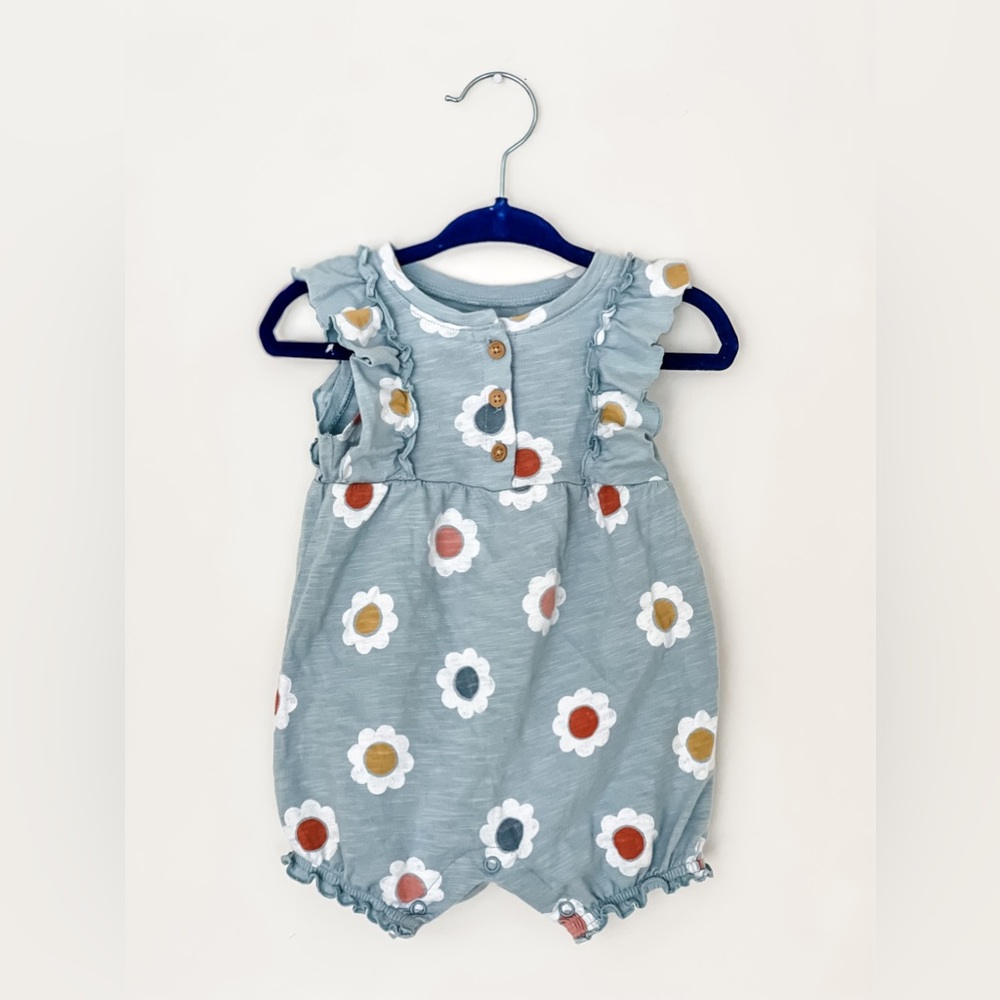 Ruffle Sleeve Floral Romper